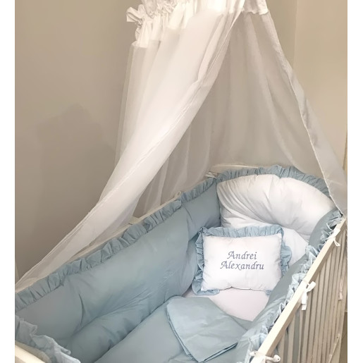 Lenjerie Personalizata cu aparatori Super Groase, baldachin si suport pat Combinatii de materiale