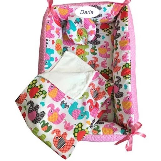 Reductor Personalizat Bebe Bed Nest cu paturica si pernuta antiplagiocefalie Deseda Elefantei