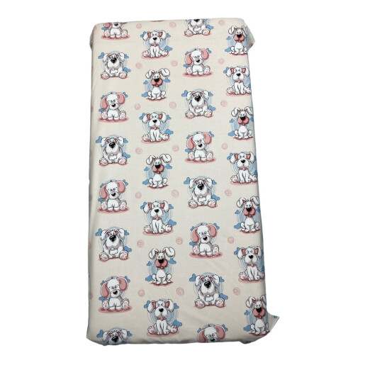 Set 3 piese de iarna paturica cu cearsaf si pernuta pentru pat 120x60 cm Deseda Catelusi