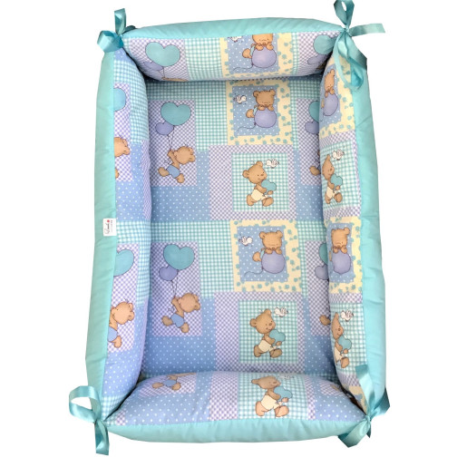 Reductor Personalizat Bebe Nest Deseda Ursi in carouri pe albastru