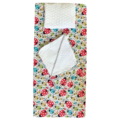 Set 3 piese de iarna paturica cu cearsaf si pernuta pentru pat 160x80 cm Deseda Buburuze colorate