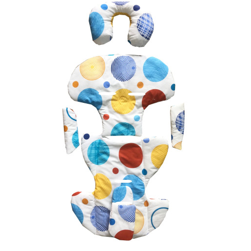 Set perne din bumbac pentru scaun auto copii si bebelusi DeLuxe-Buline colorate