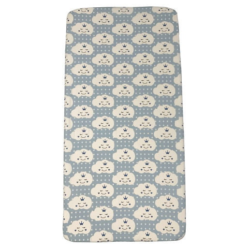 Set 3 piese pat 120x60 cm cu cearsaf paturica si perna Norisori zambareti albastru