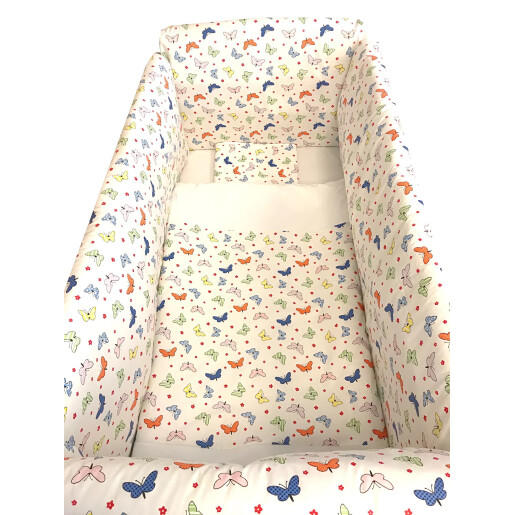 Lenjerie de patut bebelusi 140x70 cm cu aparatori Maxi Steluțe pe roz