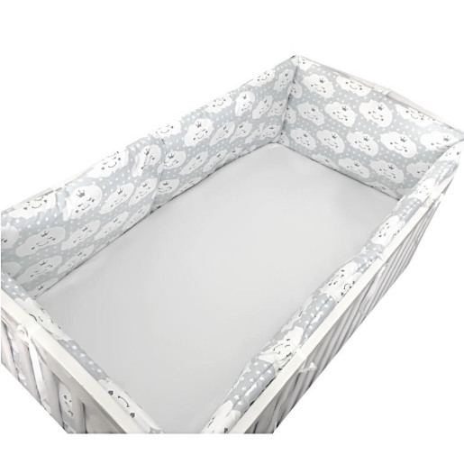 Set 4 aparatori protectii laterale pat pufoase 140x70 cm h39cm Deseda Norisori zambareti gri