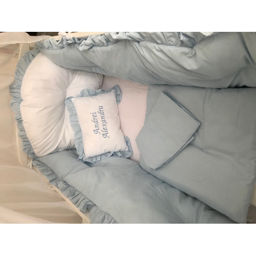 Lenjerie Personalizata cu aparatori Super Groase, baldachin si suport pat Combinatii de materiale