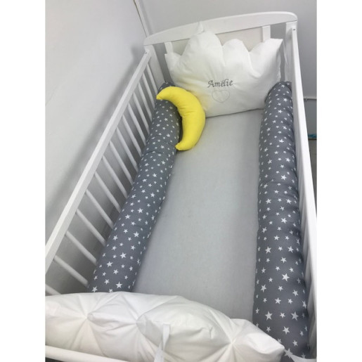Aparatori laterale protectii pat cu bumper 120x60 cm Deseda Somn usor puisor gri