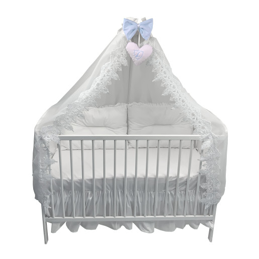 Baldachin de 400 cm cu fundita colorata si monograma brodata LUX by Deseda