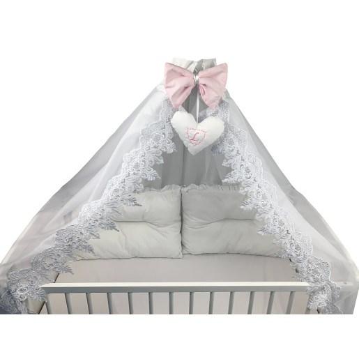 Baldachin de 400 cm cu fundita colorata si monograma brodata LUX by Deseda