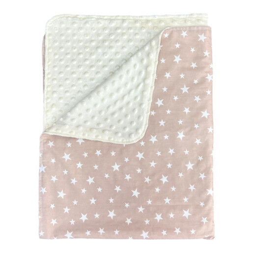 Paturica bebe dubla bumbac - mincky pufos 75x95 cm Steluțe pe bej