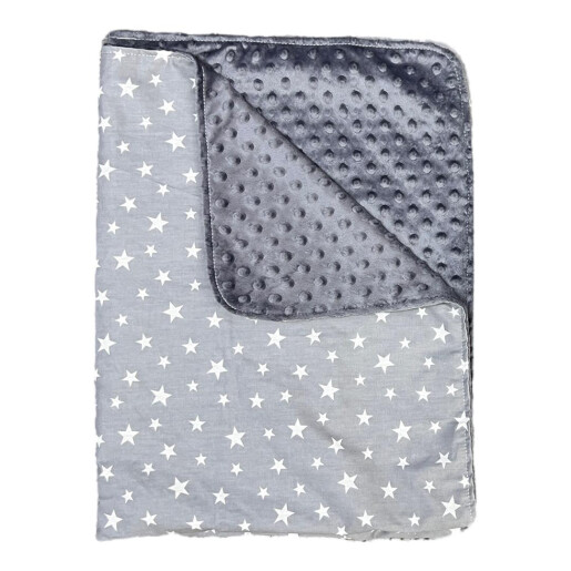 Paturica bebe dubla bumbac - mincky pufos 75x95 cm Steluțe pe gri