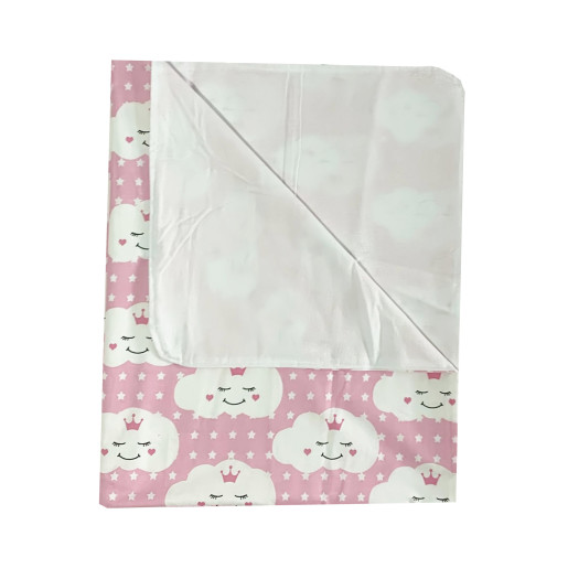 Set 3 piese pat 120x60 cm cu cearsaf paturica si perna Norisori zambareti roz