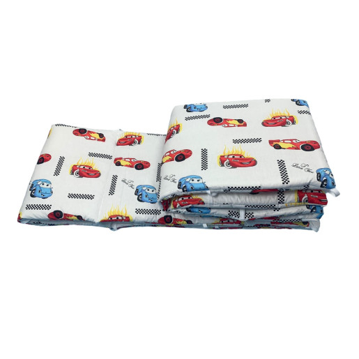Set aparatori laterale pufoase h35 pat 120x60 cm cars pe alb