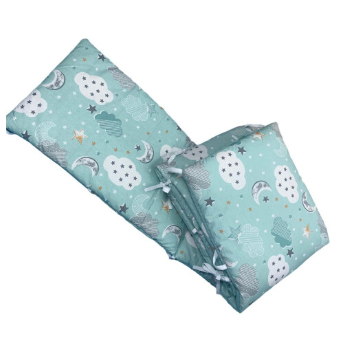 Set aparatori laterale pufoase h35 pat 120x60 cm nori cu luna vernil