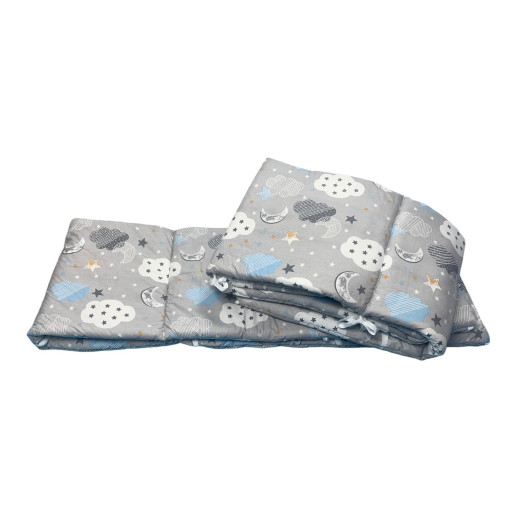 Set aparatori laterale pufoase h35 pat 120x60 cm Norisori cu luna gri