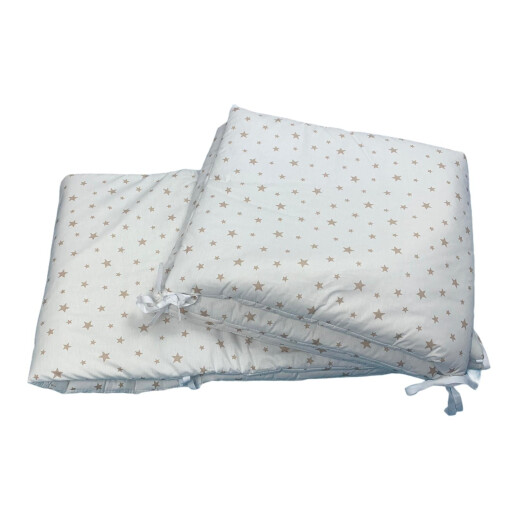 Set aparatori laterale pufoase h35 pat 120x60 cm Stelute bej pe alb