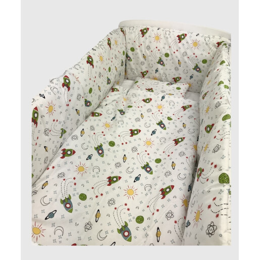 Aparatori laterale protectii laterale pat pufoase 140x70 cm h35cm Deseda Aventura in spatiu