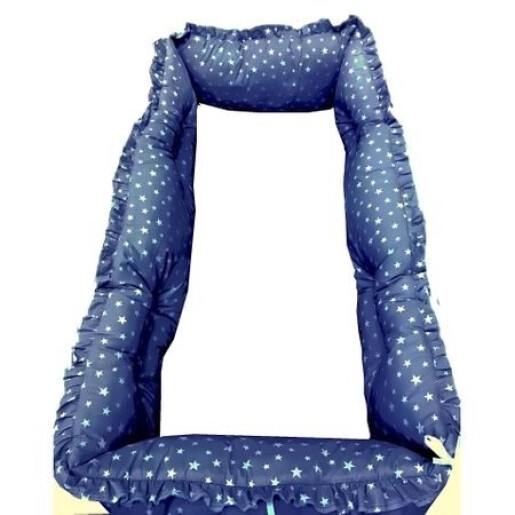 Lenjerie cu aparatori Super Groase Stelute bleumarin Deseda - 120*60 cm