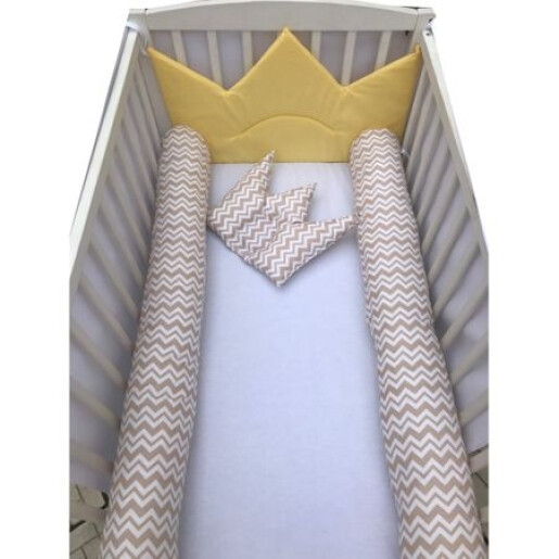 Aparatori laterale protectii pat cu bumper 120x60 cm Deseda Coronita de print