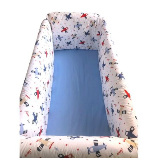 Lenjerie de patut bebelusi 120x60 cm cu aparatori Maxi Deseda Aviator