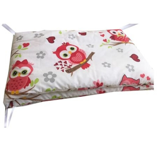 Aparatori laterale protectii laterale pat pufoase 120x60 cm h35cm Deseda Bufnite cu rosu
