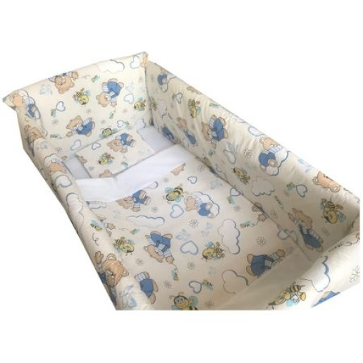 Aparatori laterale protectii pat 140x70 cm Deseda Maxi Ursi cu albine pe crem