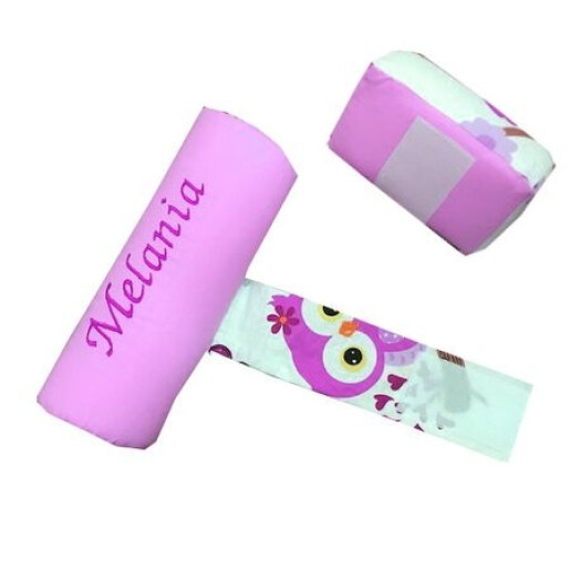 Set Personalizat antiregurgitare si pozitionare cu plan inclinat pentru bebelusi Deseda Bufnite violet 