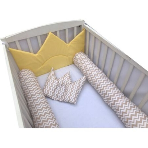 Aparatori laterale protectii pat cu bumper 120x60 cm Deseda Coronita de print