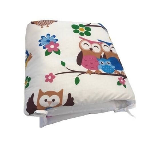 Set 4 aparatori laterale pufoase h39 pat 140x70 cm Bufnițe cu maro