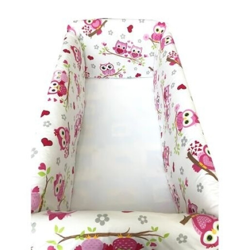 Lenjerie de patut bebelusi 140x70 cm cu aparatori Maxi Vise jucăușe roz