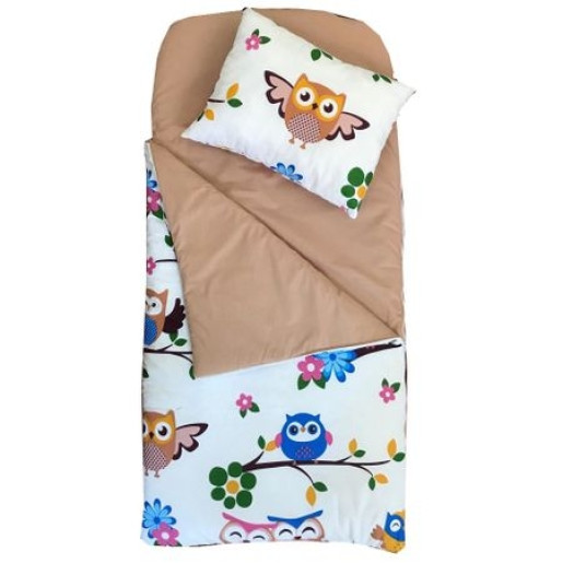 Sac de dormit buzunar de iarna 4-9 ani Deseda Bufnite cu maro