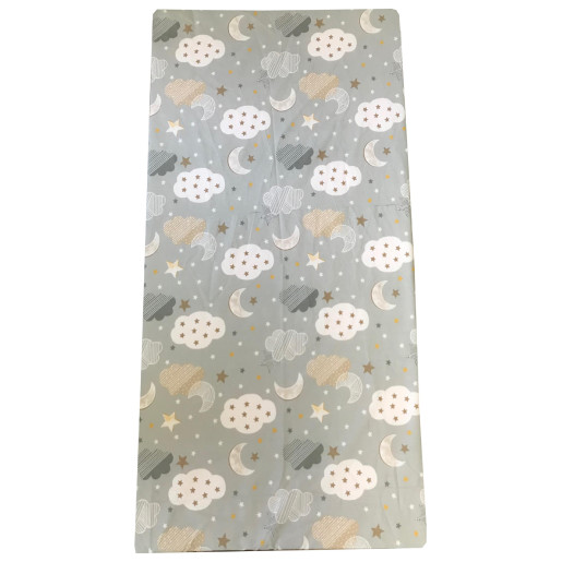 Set 3 piese paturica cu cearsaf si pernuta 140x70 cm Norisori gri cu luna
