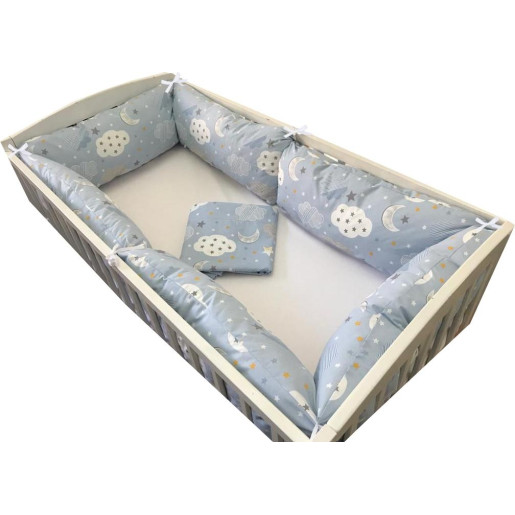 Set de 6 bucati Perne Lungi protectii laterale patut 140x70 cm Deseda Norisori albastrii