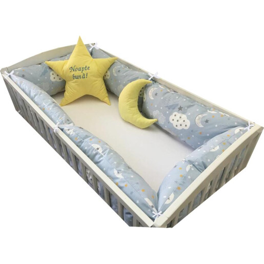 Set de 6 bucati Perne Lungi protectii laterale patut 120x60 cm Deseda Norisori albastrii