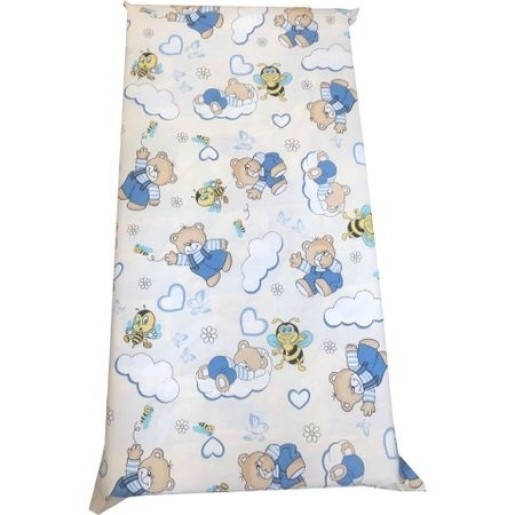 Cearsaf cu elastic pe colt cu imprimeu Ursi cu albine pe crem-120*60 cm