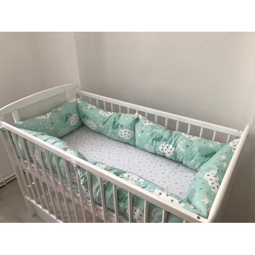 Set de 6 bucati Perne Lungi protectii laterale patut 140x70 cm Deseda Norisori vernil