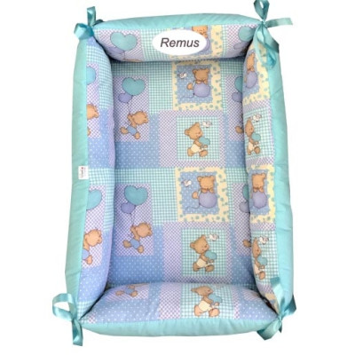 Reductor Personalizat Bebe Nest Deseda Ursi in carouri pe albastru