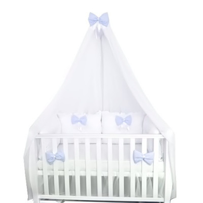 Lenjeria pat 120x60 cm cu 4 perne Super groase, cearsaf, si fundite albastru pal Deseda 