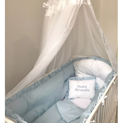 Lenjerie Personalizata cu aparatori Super Groase, baldachin si suport pat Combinatii de materiale