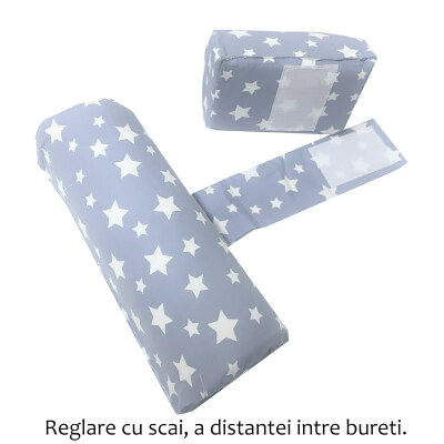Perna antisufocare, antiregurgitare si pozitionare bebelusi Deluxe - stelute pe albastru