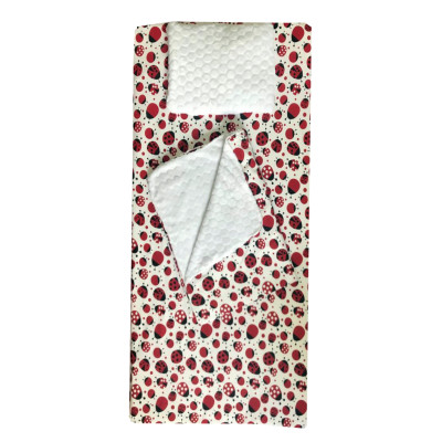 Set 3 piese de iarna paturica cu cearsaf si pernuta pentru pat 160x80 cm Deseda Buburuze rosu\negru