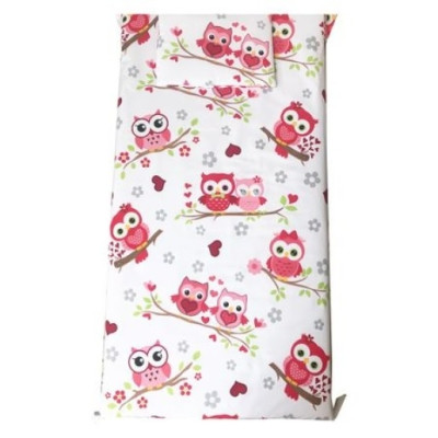 Cearsaf cu elastic pe colt cu imprimeu Bufnite rosii-160*80 cm