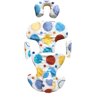 Set perne din bumbac pentru scaun auto copii si bebelusi DeLuxe-Buline colorate