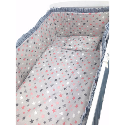 Lenjerie de patut bebelusi 140x70 cm, 5 piese cu aparatori laterale pe burete CN Cer de Primavara