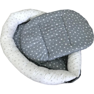 Cuib baby nest bebelusi forma ovala Stelute gri