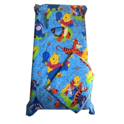 Set 3 piese paturica cu cearsaf si pernuta 140x70 cm Aiurila pe albastru