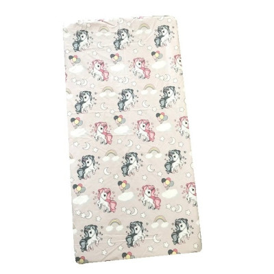 Cearsaf cu elastic pe colt 140x70 cm cu imprimeu Unicorni