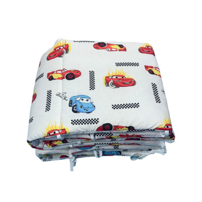 Set aparatori laterale pufoase h35 pat 120x60 cm cars pe alb