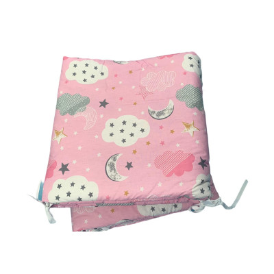 Set aparatori laterale pufoase h35 pat 120x60 cm Norisori cu luna roz
