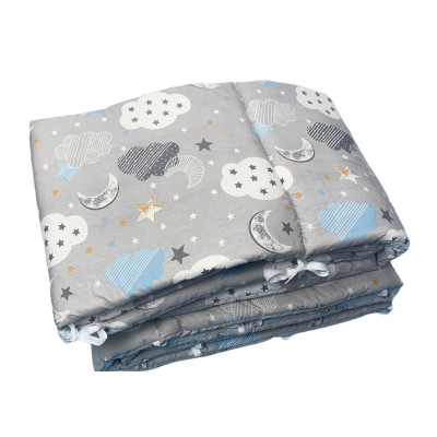 Set aparatori laterale pufoase h35 pat 120x60 cm Norisori cu luna gri